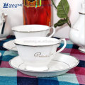 Atacado China New Design Cerâmica fina café personalizado conjunto Gold Rim Coffee Cup Set